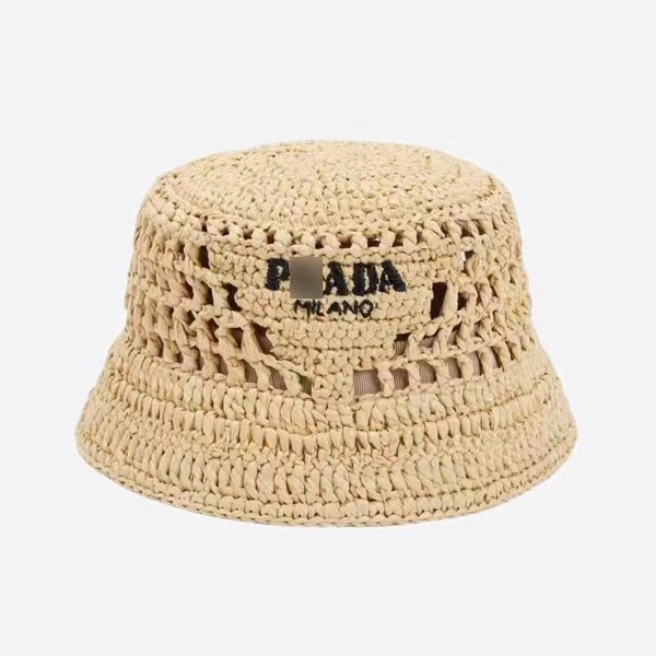Prada Raffia Bucket Hat Beige 2HC1372A2TF0018