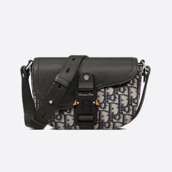 Dior Saddle Pouch in Brick Jacquard and Grained Calfskin, 2ADCA435YKS_H27E