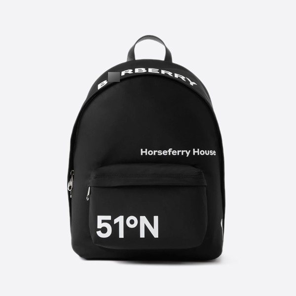 Burberry Coordinated Print Nylon Backpack, Color: Black/White, 80648611