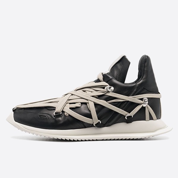 Rick Owens Tecuatl Maximal Sneakers, White Sole, Black, RU21S6812LPO