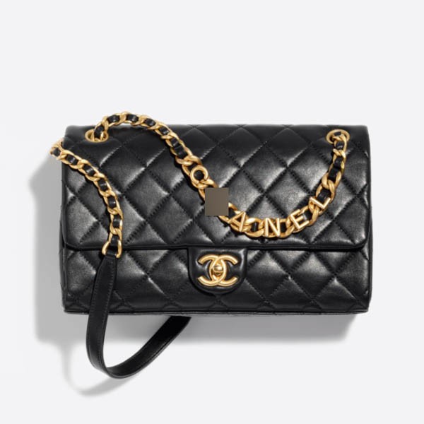 Chanel flap bag in lambskin and gold metal in black AS3897 B10384 94305
