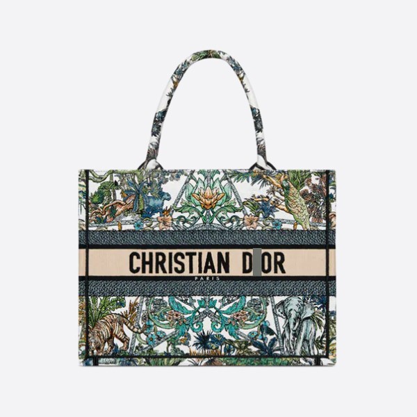 BOOK TOTE Medium Bag, White Multicolor Etoile de Voyage Embroidery, M1296ZEBN_M933