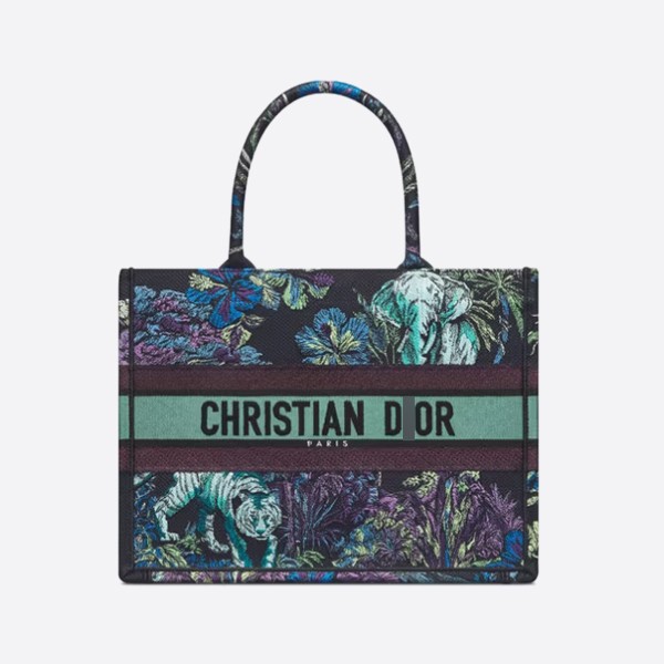 BOOK TOTE Medium Bag, Blue Multicolor, Toile de Jouy Voyage Embroidery, M1296ZEUP_M928