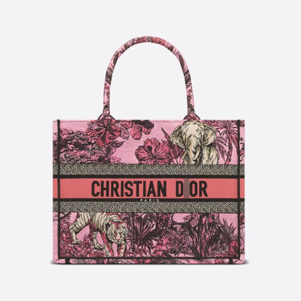 Medium BOOK TOTE Bag with Toile de Jouy Voyage Embroidery, M1296ZEUP_M45E