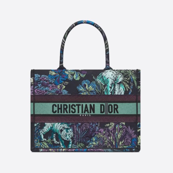 BOOK TOTE Medium Bag, Blue Multicolor, Toile de Jouy Voyage Embroidery, M1296ZEUP_M928