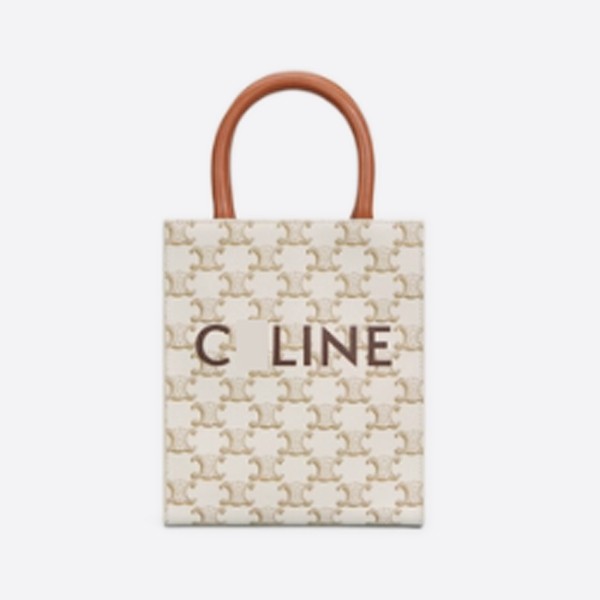 Mini Vertical Cabas - Triomphe Canvas and Cuffskin White 194372BZK.01BC