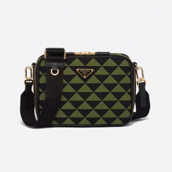 Brick Embroidered Fabric Bag, Color: Black/Ivy Green, 2VH069_2FKL_F0G5R_V_MOF