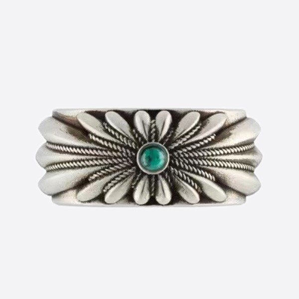 Interlocking G Engraved Flower Ring 752450 J8749 8183