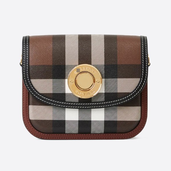 Checked Leather Small Elizabeth Bag, Color: Dark Birch Brown, 80696571