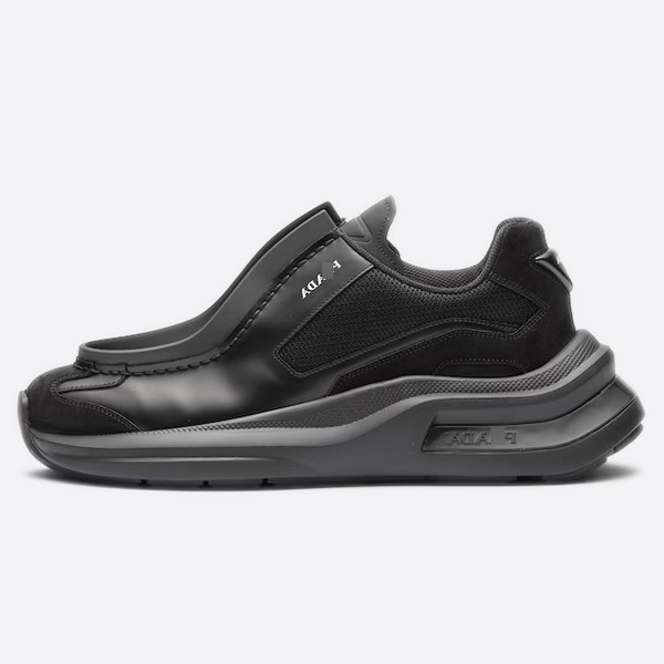 Brushed leather sneakers in motorcycle suede and black leather (2EG424_3C37_F0002)