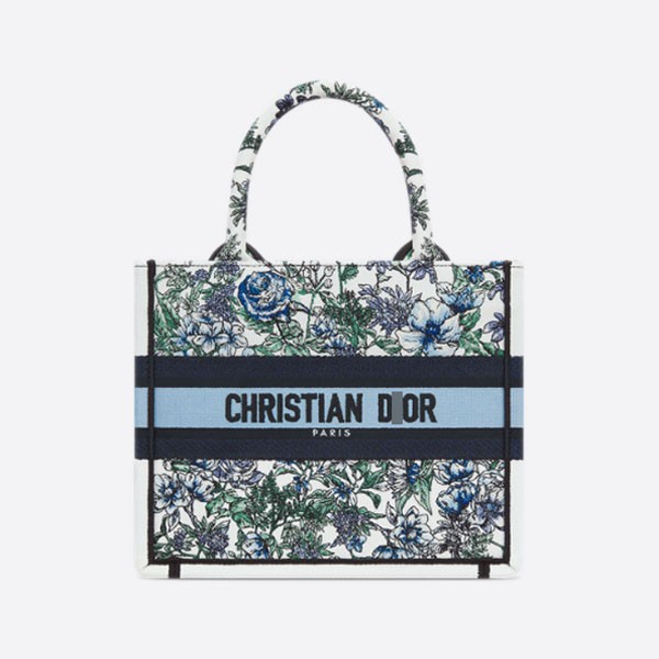 Small Book Tote Bag with Flowers and Constellation Embroidery, M1265ZECZ_M933