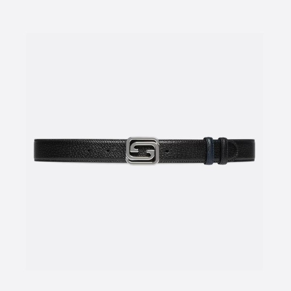 Reversible Square Belt with Interlocking G in Black and Blue Leather (3.0cm) 715603 DJ24M 1055