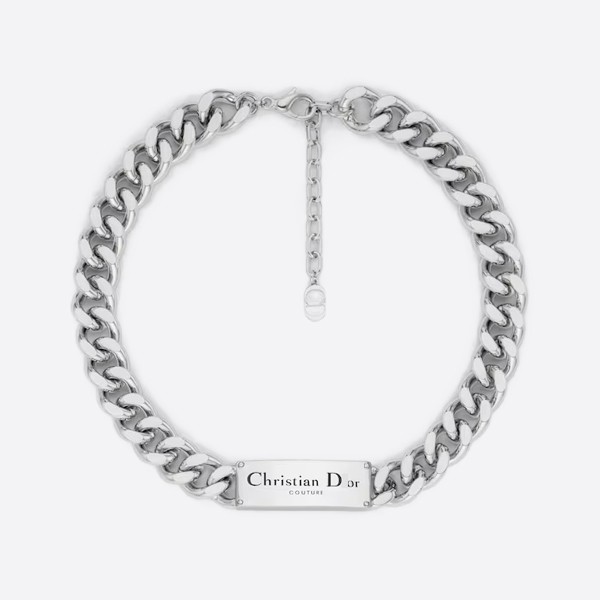 Couture Chain Link Necklace in Silver-Finish Brass N1971HOMMT_D000