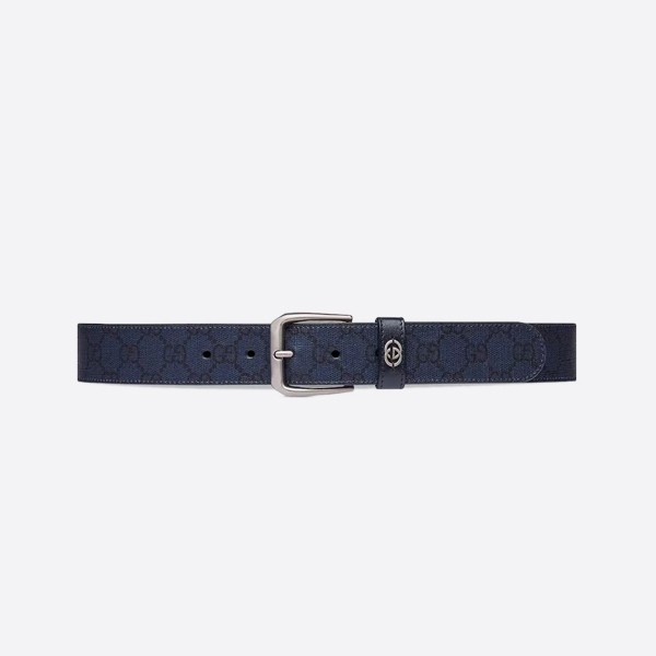 Blue and Dark Blue Supreme Interlocking G Detail Belt (3.5cm) 673921 FABY3 8442