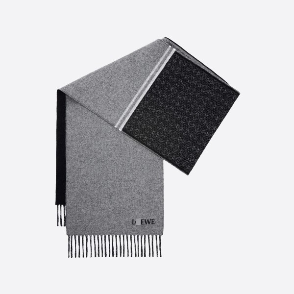 Navy wool and cashmere scarf F606257XAI