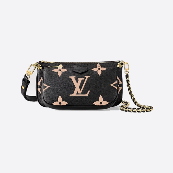Louis Vuitton Multi Pochette Accessoires Two-Tone Monogram Empreinte Leather Black and Beige M45777