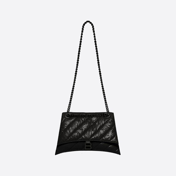 Balenciaga Crush Medium Quilted Chain Bag in Black, 716393210IY1000
