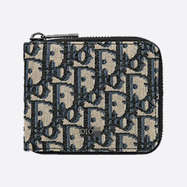 Dior Oblique Jacquard Zip Wallet in Beige and Black (2ESBC092YSE_H05E)