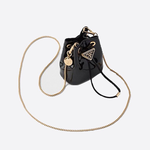 Prada Black Patent Leather Mini Pouch 1NR016_069_F03KJ