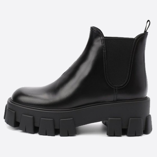 Prada Black Monolith Brushed Leather Chelsea Boots 1T725L_B4L_F0002_F_B055