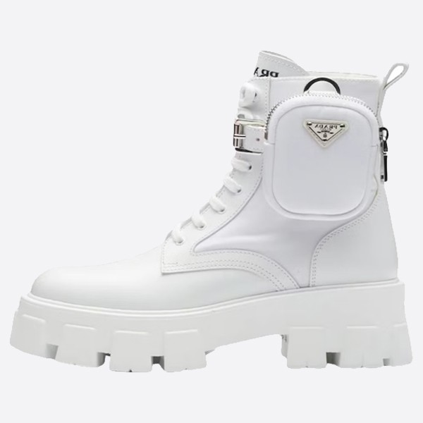 Prada White Monolith Leather and Linylon Boots with Pouch, 1T255M_3LJS_F0009_F_B055