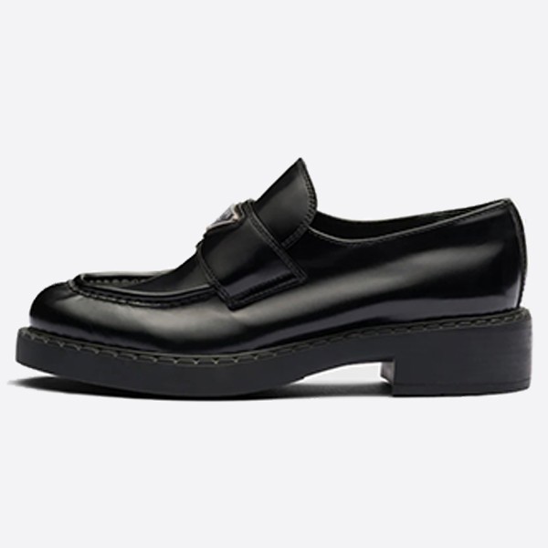 Prada Black Chocolate Blush Leather Loafers 1D246M_ULS_F0002_F_B050