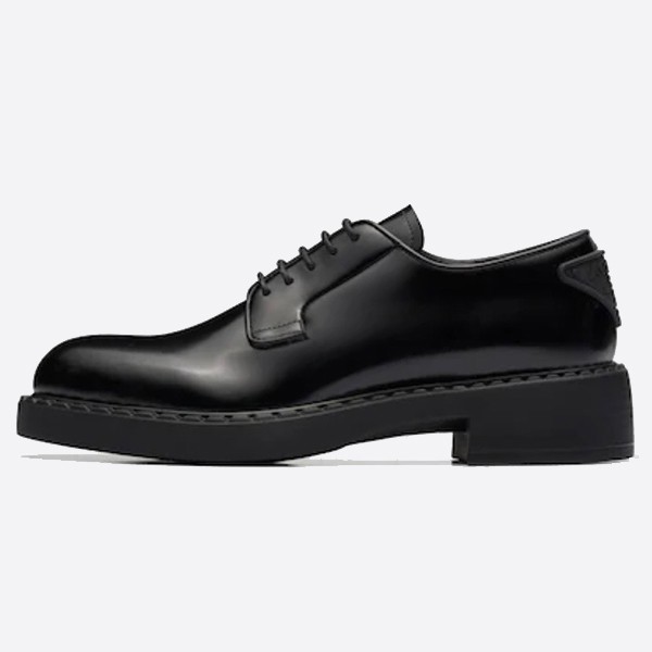 Prada Black Brushed Leather Derby Shoes 2EE345_055_F0002