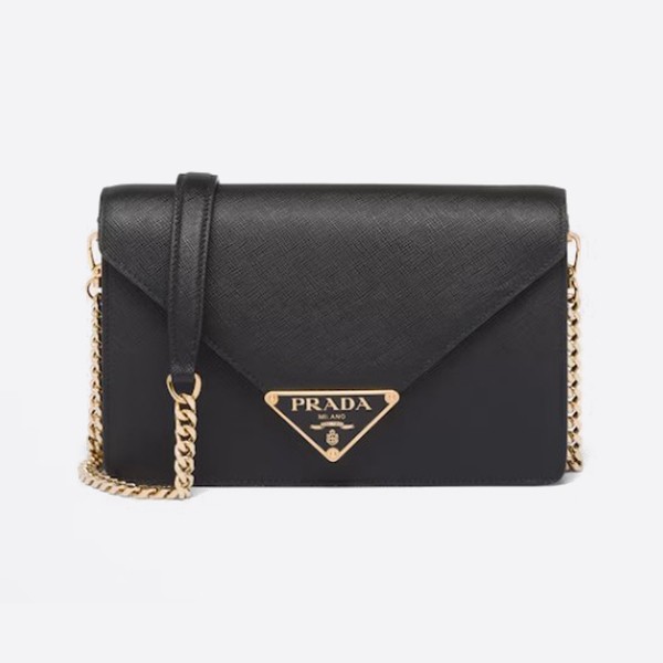 Prada Black Saffiano Leather Shoulder Bag 1BD318_NZV_F0002_V_CTO