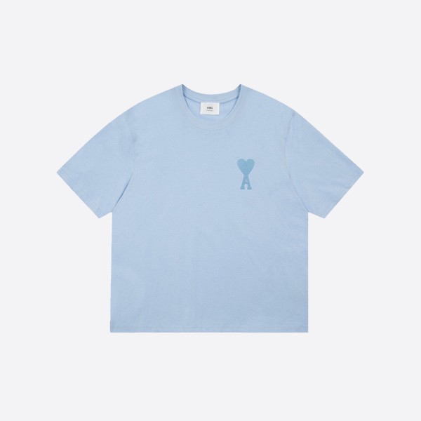 Ami Paris Ami de Coeur Tonal Boxy Fit T-Shirt in Light Blue