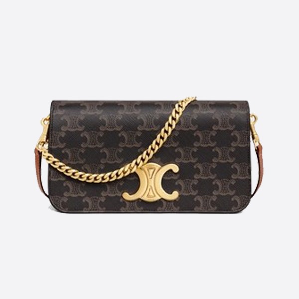 Celine Triomphe Multi Pochette in Canvas and Calfskin - Tan 10L972DQB.04LU