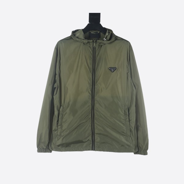 Prada Triangle Logo Plaque Track Jacket, Green