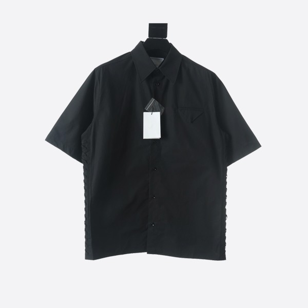 Bottega Veneta Cotton Canvas Short Sleeve Shirt in Black