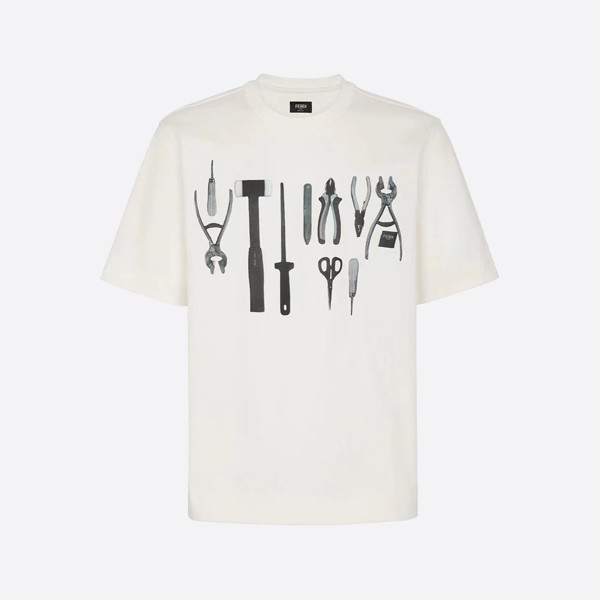 Fendi Tool Cotton T-Shirt in White