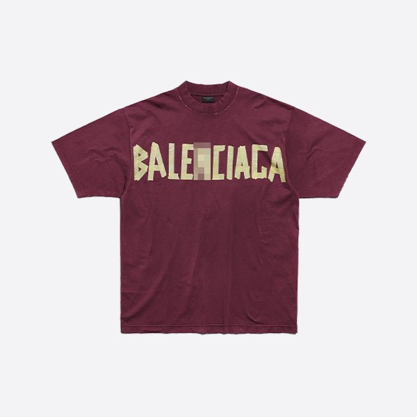 Balenciaga Tape Type T-Shirt, Medium Fit, Dark Red
