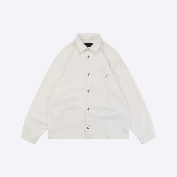 Prada Velvet Denim Shirt in White
