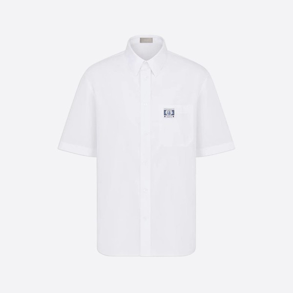 Dior Charm short-sleeved shirt in white cotton poplin