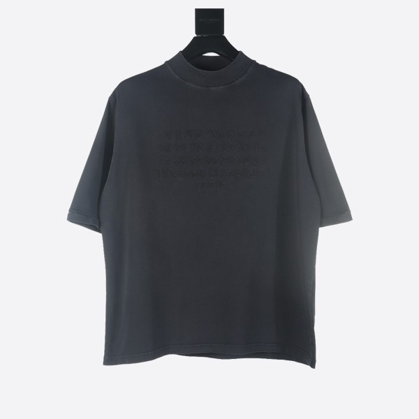 Maison Margiela Cotton Jersey Mock Neck T-Shirt in Washed Black