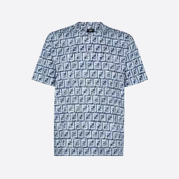 Fendi Blue FF Cotton T-Shirt