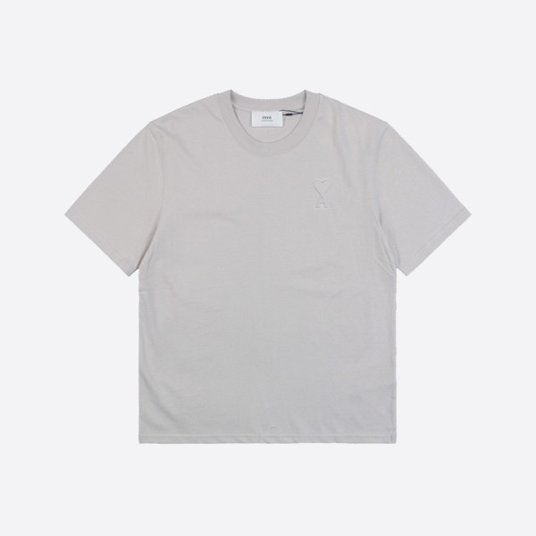 Ami Paris Ami de Coeur Organic Cotton T-Shirt in Gray Embossed