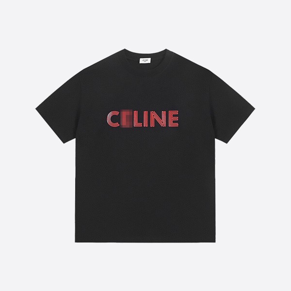 Celine Loose T-Shirt in Cotton Jersey - Black/Red