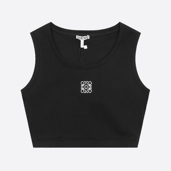 Loewe Cropped Anagram Tank Top (Cotton) Black/White