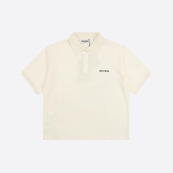 Miu Miu White Cotton Piqué Polo Shirt