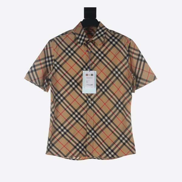 Burberry Check Cotton Short Sleeve Shirt (Sand)