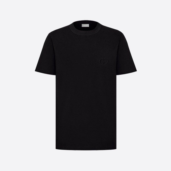 Dior CD Icon Relaxed Fit T-Shirt in Black Cotton Jersey