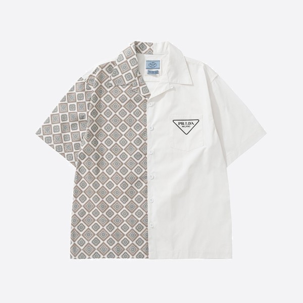 Prada Double Match Cotton Shirt with Crystals