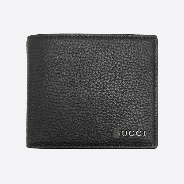 Gucci logo black leather bifold wallet 771153 AABXM 1000