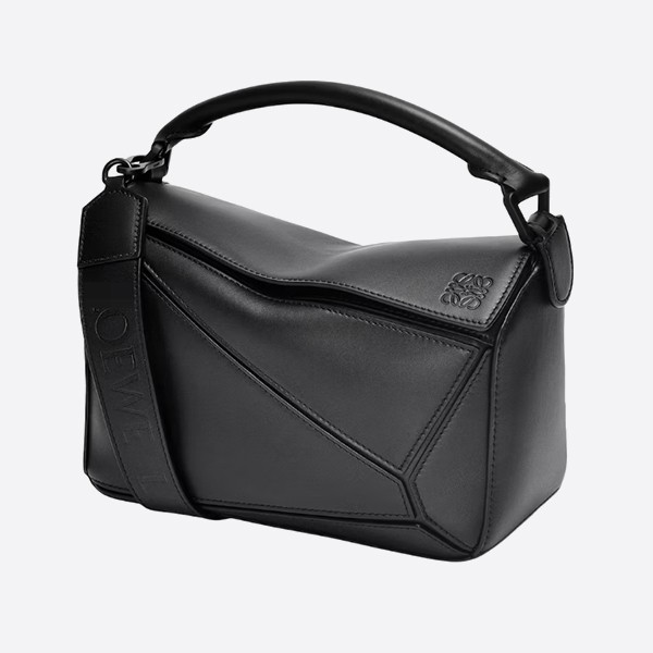 Loewe Puzzle Bag, Small, Satin Calfskin, Black, A510S21X88-1100