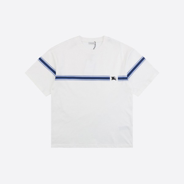 Burberry Striped Cotton T-Shirt in White