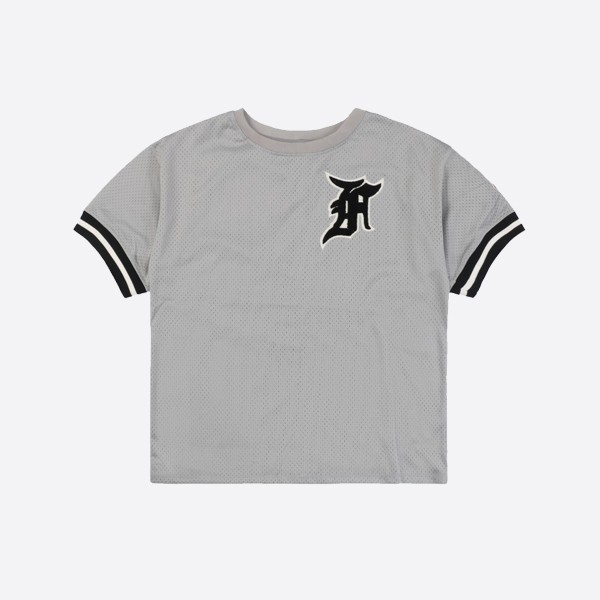 Fear of God Away Mesh Baseball Short Sleeve Jersey, Gray