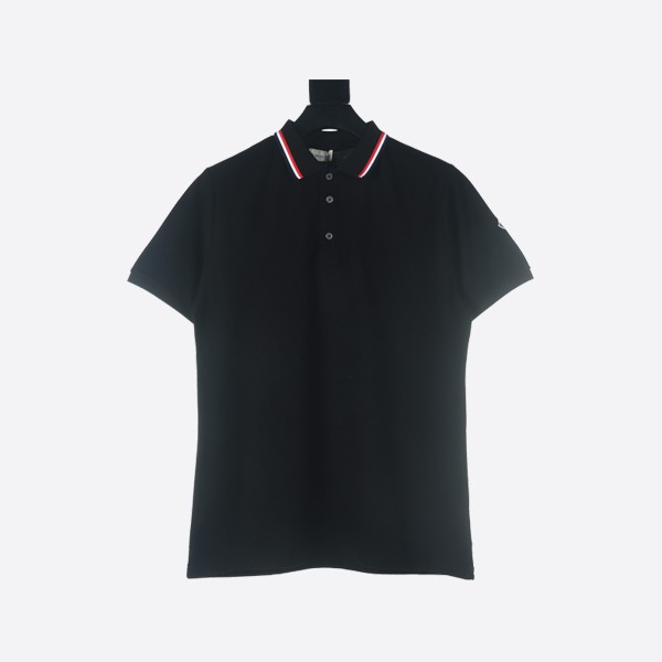 Moncler Cotton Piqué Polo Shirt in Black